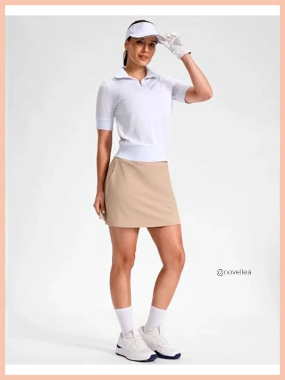 Active Skort with 3 Pockets, High Waisted A-Line, Side Slits, Polyester Blend